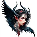 gemini angle and devil wings tattoo design idea