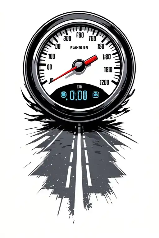 pickup speedometer with road leading around tattoo design idea