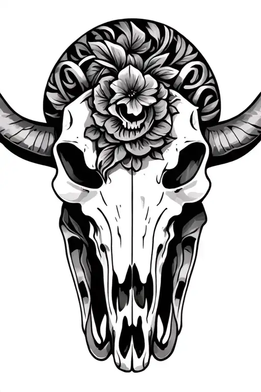 bull skull and ghana tattoo design idea
