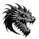 fierce dragon head emerging tribal out line tattoo tattoo design idea