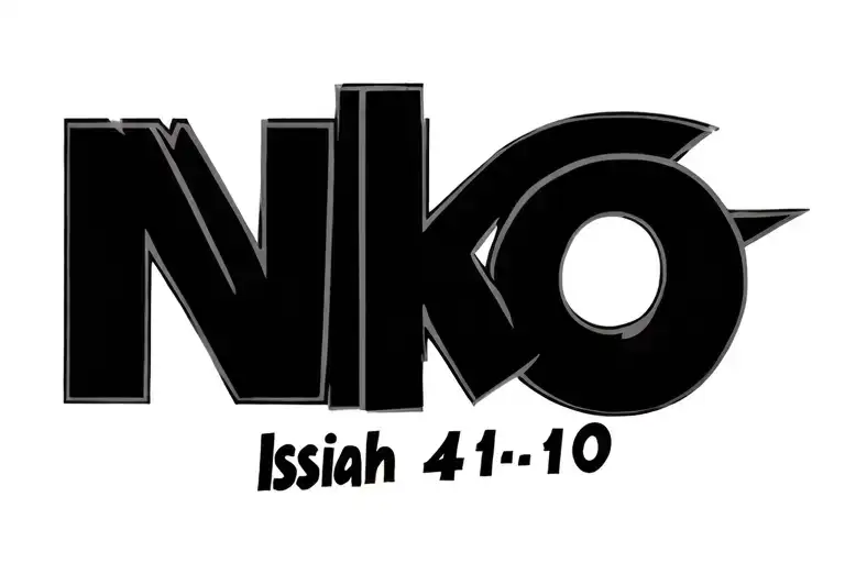 Isaiah 41:10 in Nike lettering tattoo design idea
