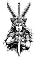 face Valkyrie warrior wielding a sword going tattoo design idea
