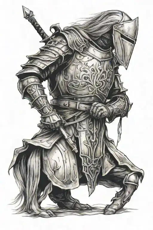 knight and sorrow loneliness tattoo design idea