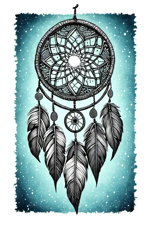 dream catcher very detailed drawing tattoo design idea
