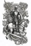 5 crusader knights mixed in with psalm 23:4 bold written tattoo design idea