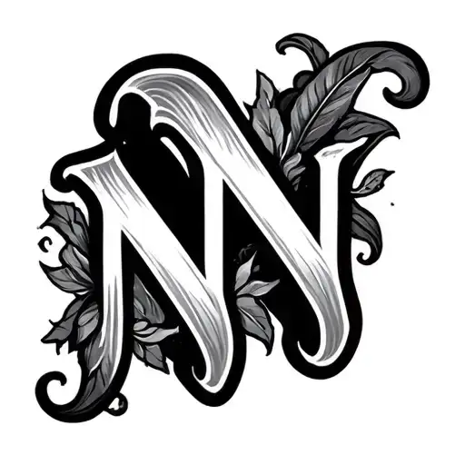Cursive N tattoo design idea
