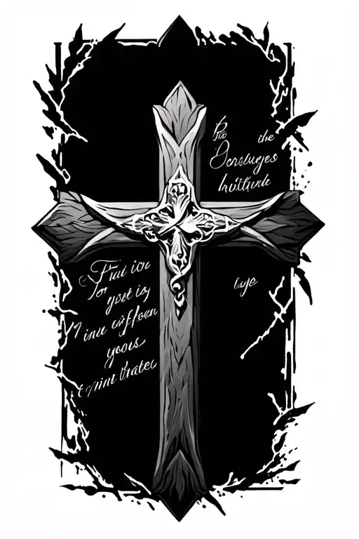 Cross with a cool background and have a scripture with it  tattoo design idea