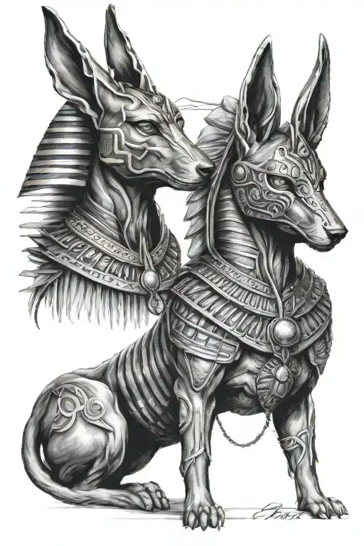 anubis and horus tattoo design idea