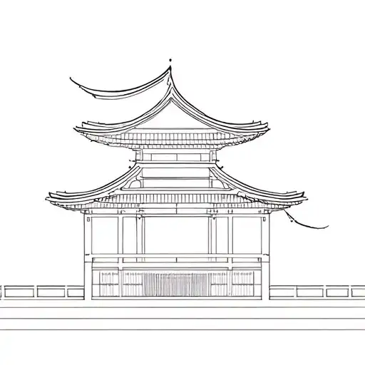 Japanese architecture tattoo design idea