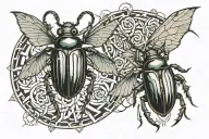 beetle and demon geometric tattoo design idea