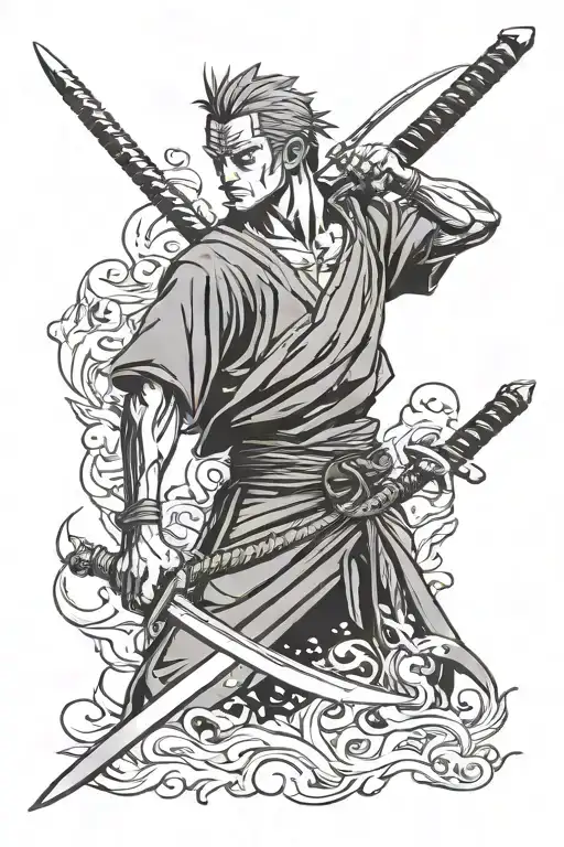 zoro three swords combined tattoo design idea