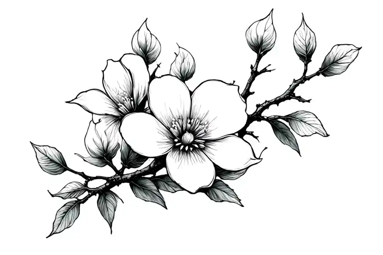 dogwood flowers and branches tattoo design idea