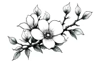 dogwood flowers and branches tattoo design idea