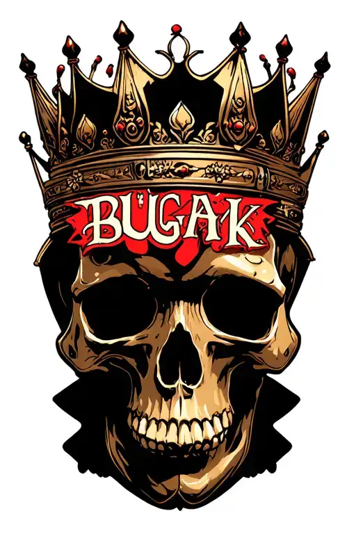 "bugak " Crown aries skull tattoo design idea