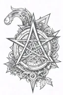 Create a unique and aesthetically pleasing anarchist tattoo  Key elements:- Anarchy symbol, star, A WORD  tattoo design idea