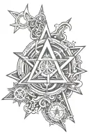 Create a unique and aesthetically pleasing anarchist tattoo  Key elements:- Anarchy symbol, star, A WORD  tattoo design idea