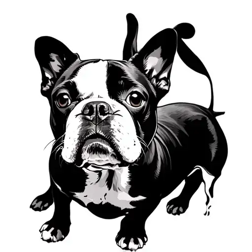boston terrier standing proud tattoo design idea