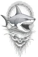 shark attack blood waves crashing tattoo design idea