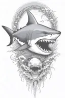 shark attack blood waves crashing tattoo design idea