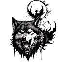 angry wolf horror tattoo design idea