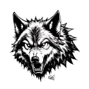 angry wolf horror tattoo design idea