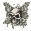 death moth, skull face tattoo design idea