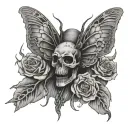 death moth, skull face tattoo design idea