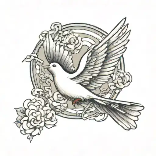 Dove flying to heaven tattoo design idea