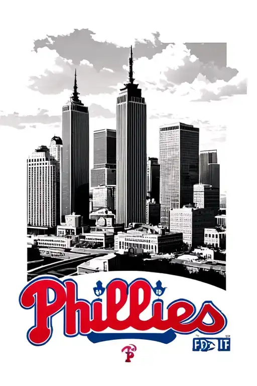 Philadelphia skyline With Phillies P tattoo design idea