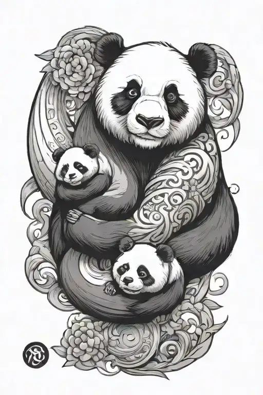 panda, yin yang and R tattoo design idea