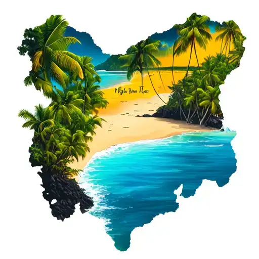 Guyana Map with Beach tattoo design idea