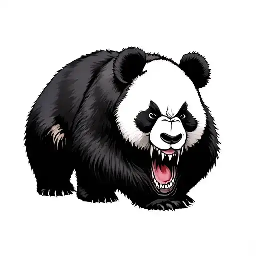 angry panda bear tattoo design idea