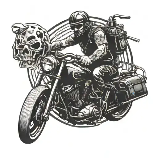 outlaw biker riding tattoo design idea