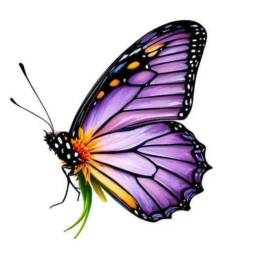 butterfly made with aster flower tattoo design idea