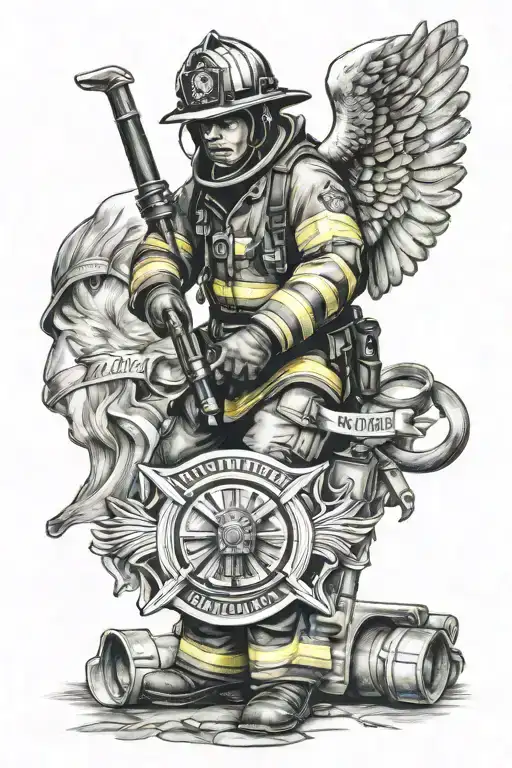 Michael arch angel firefighter tattoo design idea