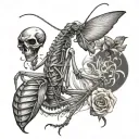 skeleton praying mantis tattoo design idea