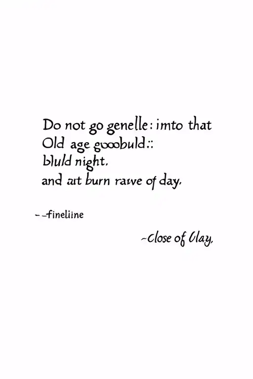 quote: Do not go gentle into that good night; Old age should burn and rave at close of day. tattoo design idea