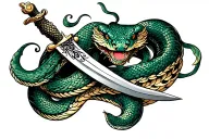 snake and dagger tattoo design idea