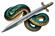 snake and dagger tattoo design idea