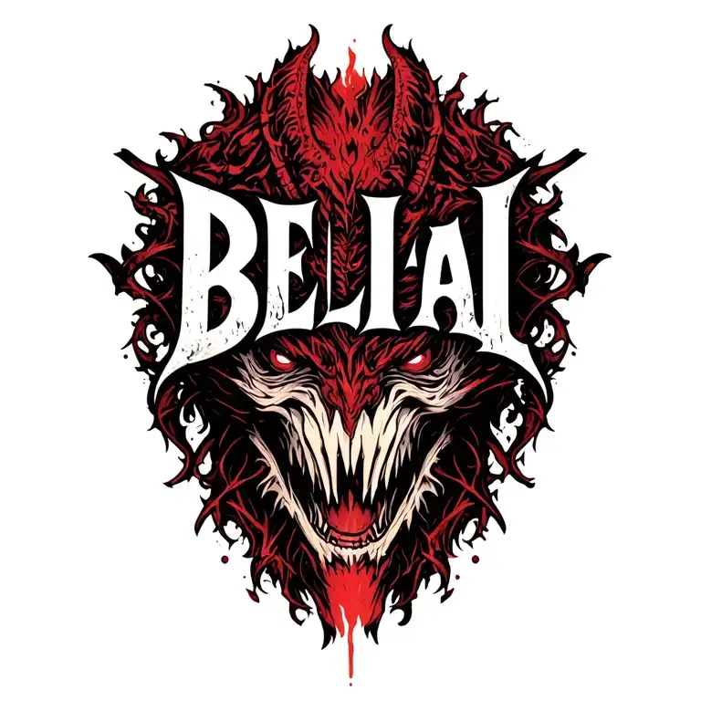 "B E L I A L" BELIAL DEMON tattoo design idea