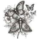 Firefly and butterfly tattoo design idea