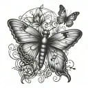 Firefly and butterfly tattoo design idea