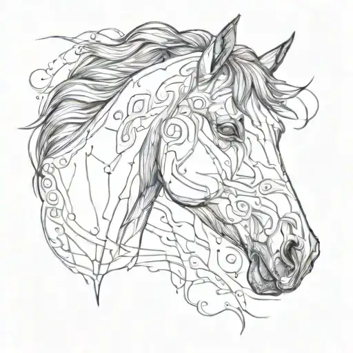 horse head tattoo design idea