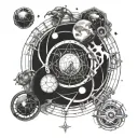 transmutation circle with planets tattoo design idea
