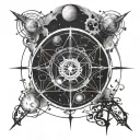 transmutation circle with planets tattoo design idea