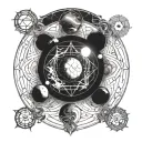 transmutation circle with planets tattoo design idea