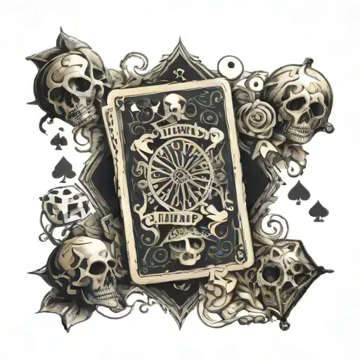 Gambling tarot card game with life and death  tattoo design idea