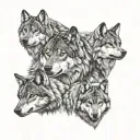 wolf pack tattoo design idea