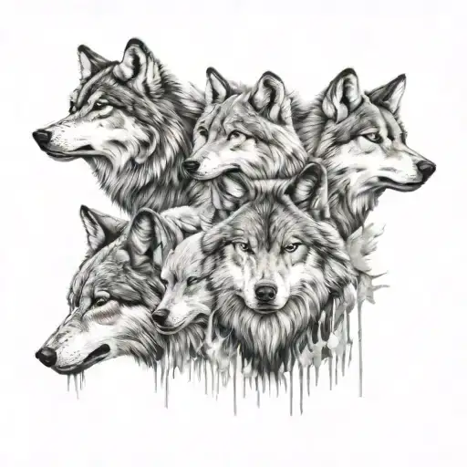 wolf pack tattoo design idea