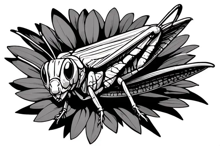 grasshopper perched tattoo design idea
